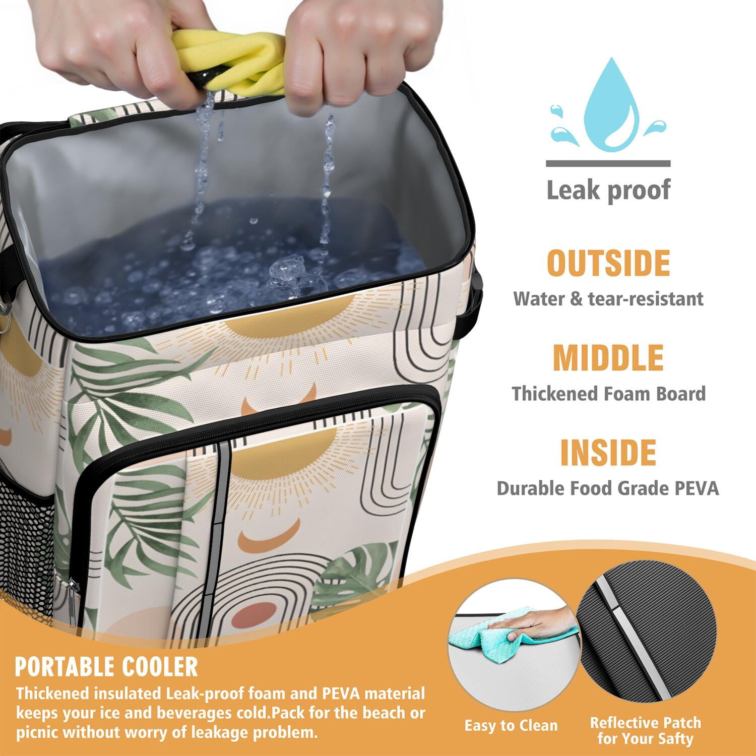 Travel Cooler Bag - Boho Bohemian Art Camping Beer Cooler Backpack with Bottle Opener- Waterproof Insulated Picnic Backpacks - Cooler Bag for Beach