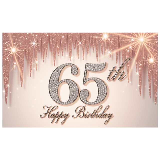 Elegant Design Birthday Banner Decorative Pattern 65th Celebration for Milestone Event Party Decoration Indoor Use
