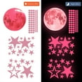 thumbnail image 3 of Wosthever 435 piezas pegatinas luminosas papel tapiz fluorescente Luna papel adhesivo techo PVC pasters planeta fiesta fondo Decoración del hogar Pink435pcs 20cm Luna, 3 of 6