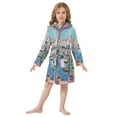 thumbnail image 6 of FORMRS Niños Bathrobe Unisex Hooded Robe Soft Plush Pajamas Sleepwear, Size 10-12T, Blue Plants Window, 6 of 7