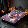 thumbnail image 4 of Homewish Halloween Cowboy Ghost Twin Sheets, Floral Boot Maple Leaf Bedding, Dusty Lavender Orange Brown, 3pcs (1 Flat Sheet, 1 Fitted Sheet and 1 Pillowcase), 4 of 6