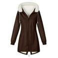 thumbnail image 7 of Omexry Winter Coats for Women, 2025 Fashion Winter Clearance Women Solid Color Rain Jacket Outdoor Hooded Windproof Loose with Pocket Coat Brown S, 7 of 7