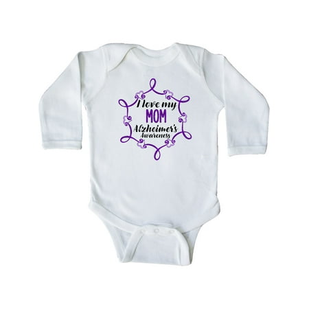 

Inktastic I Love My Mom Alzheimer s Awareness with Purple Hearts Gift Baby Boy or Baby Girl Long Sleeve Bodysuit