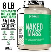 NAKED Vegan Mass - Natural Vegan Weight Gainer Protein Powder - 8Lb Bulk, GMO Free, Gluten Free, Soy Free & Dairy Free. No Artificial Ingredients - 1,230 Calories - 11 Servings