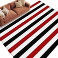 thumbnail image 2 of 6'x9' Area Rugs, Red Black Stripe Indoor Outdoor Area Rug for Living Room Bedroom, Farmhouse Watercolor Modern Geometric Washable Bathroom Rugs Kitchen Floor Carpet Mats Home Decor Aesthetic, 2 of 8