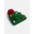 thumbnail image 3 of Holiday Time Women's Tinsel Pom Pom Beanie Hat, Green, 3 of 4