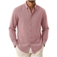 thumbnail image 2 of Men's Pinstripe Button down Shirt with Pocket - Long Sleeve Lapel Collar Top, Retro Button for Smart Casual Work and Weekend Outings, 2 of 6