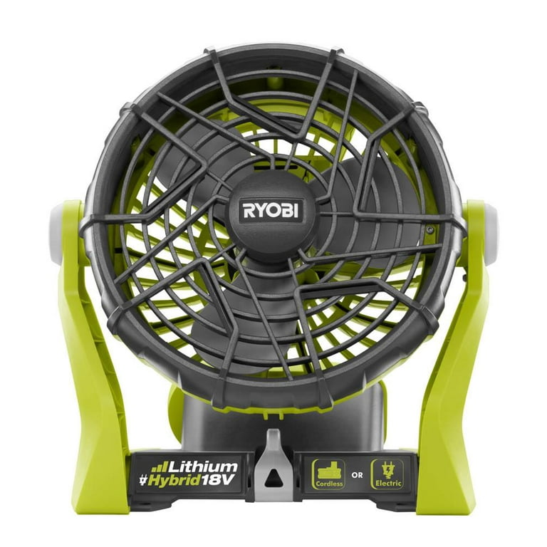 Ryobi P3320 18 Volt Hybrid One Battery or AC Powered Adjustable Indoor Outdoor Shop Fan Battery and Extension Cord Not Included Fan Only Walmart