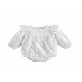 thumbnail image 1 of Infant Girl‘s Romper  Flying Long Sleeve Hollow Out Flower Embroidered Solid Color Snap Closure One Piece Romper, 1 of 7