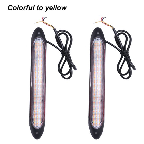 Kenally 2 unids/set luz de circulación diurna coche LED DRL lámpara de conducción diurna accesorios para automóviles Bombillas para automóviles Negro 15.5 cm De colorido a amarillo Kenally VI000940-05B