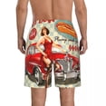 thumbnail image 3 of Men's Beach Short Swim Shorts Vintage Hot Dog Poster With Pin Up Girl And Retro Car Surfing Sport Board Shorts Swimwear, 3 of 6