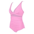 thumbnail image 4 of cocolona Womens One Piece Swimsuit Summer V Neck Pleated Bathing Suit Holiday Vacation Beach Swimwear, 4 of 6