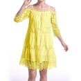 thumbnail image 4 of Vestido largo de encaje con hombros descubiertos para mujer: falda escalonada, mangas con volantes, elegante para bodas y fiestas, 4 of 8