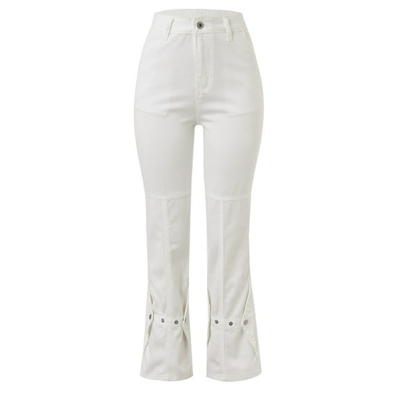 Aayomet Dress Leggings Women Women's Loose Fit Straight Leg Jeans With Wide Hem,White M