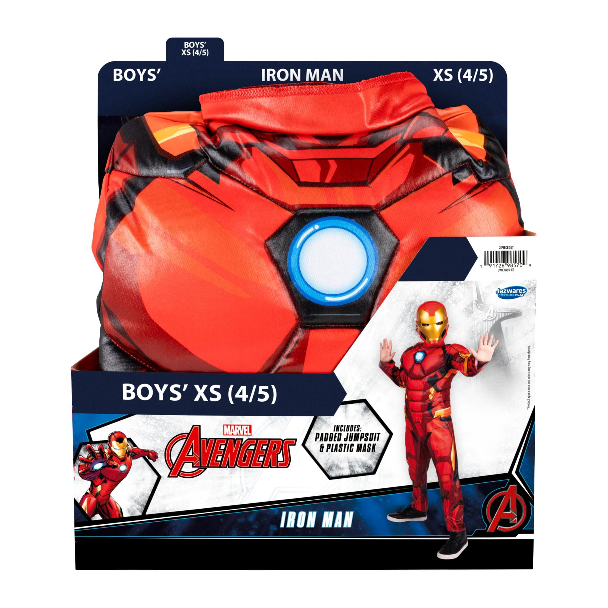 Marvel's Iron Man Halloween Costume for Children, Boy's Size XS (4/5), by Jazwares