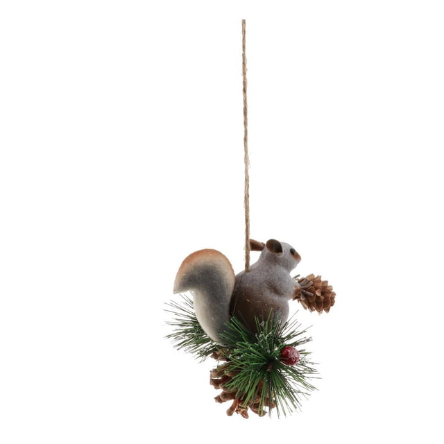 Adorno navideño de ardilla artificial para colgar, accesorio para motosierra, motores de jardín. Gris