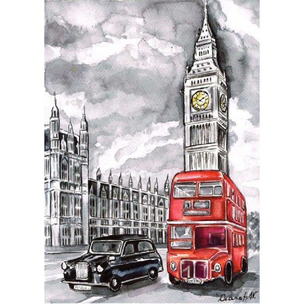 Pintura de diamante (DE1080) 5D DIY Bordado Big Ben Rhinestone Costura (k948) 50x70cm Hugtrwg Para estrenar