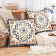 thumbnail image 6 of Boho Throw Pillow Covers 18x18 inch Set of 2, Blue White Monaco Vintage Double Sided Pattern Mandala Pillow Cushion Cover Bohemian Pillowcase for Couch Sofa Bed Decorative, 6 of 6