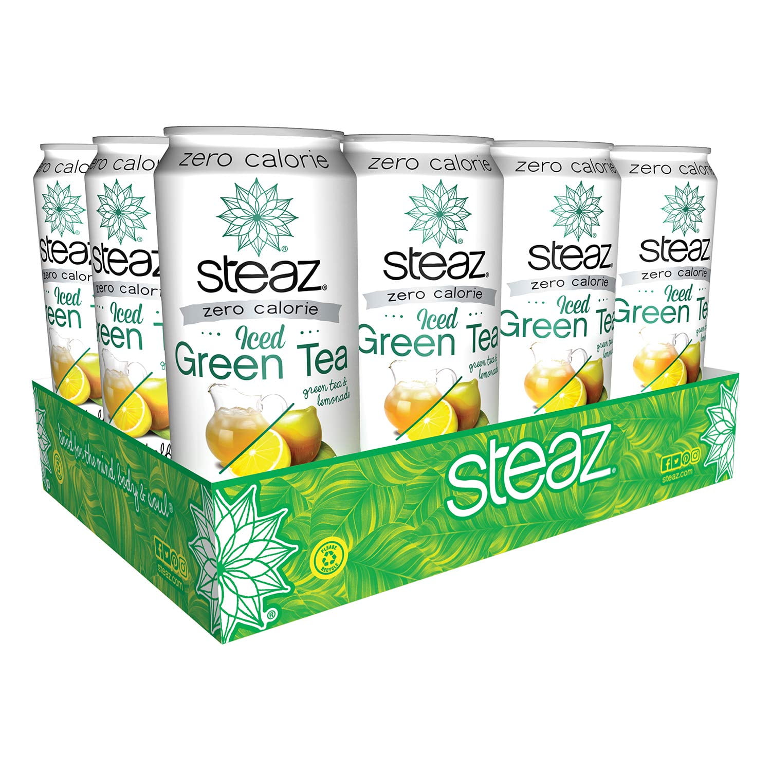 (12 Pack)Steaz Zero Calorie Green Tea - Half and Half, 16 fl oz.