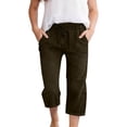 thumbnail image 2 of Miluxas Capris Pants for Girl Casual Summer Straight Wide Leg Loose Drawstring Elastic Waist Cropped Pants Brown 5 Years, 2 of 9