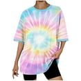 thumbnail image 2 of QUNYINEY Crew Neck Women's Shirts Casual Tie Dye Short Sleeve Tops Loose Summer Pullover Women Tops, 2 of 5