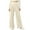 AC Beige, variant on Women's Wide Leg Pants Elastic High Waisted Waffle Knit Casual Palazzo Pants Trousers with Pockets Black M