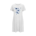 thumbnail image 5 of Aobny Soft Womans Nightgowns Polyester White Crew Neck Dragonfly Short Sleeve Short Sleep Dress Adults Nightshirts House, 5 of 7