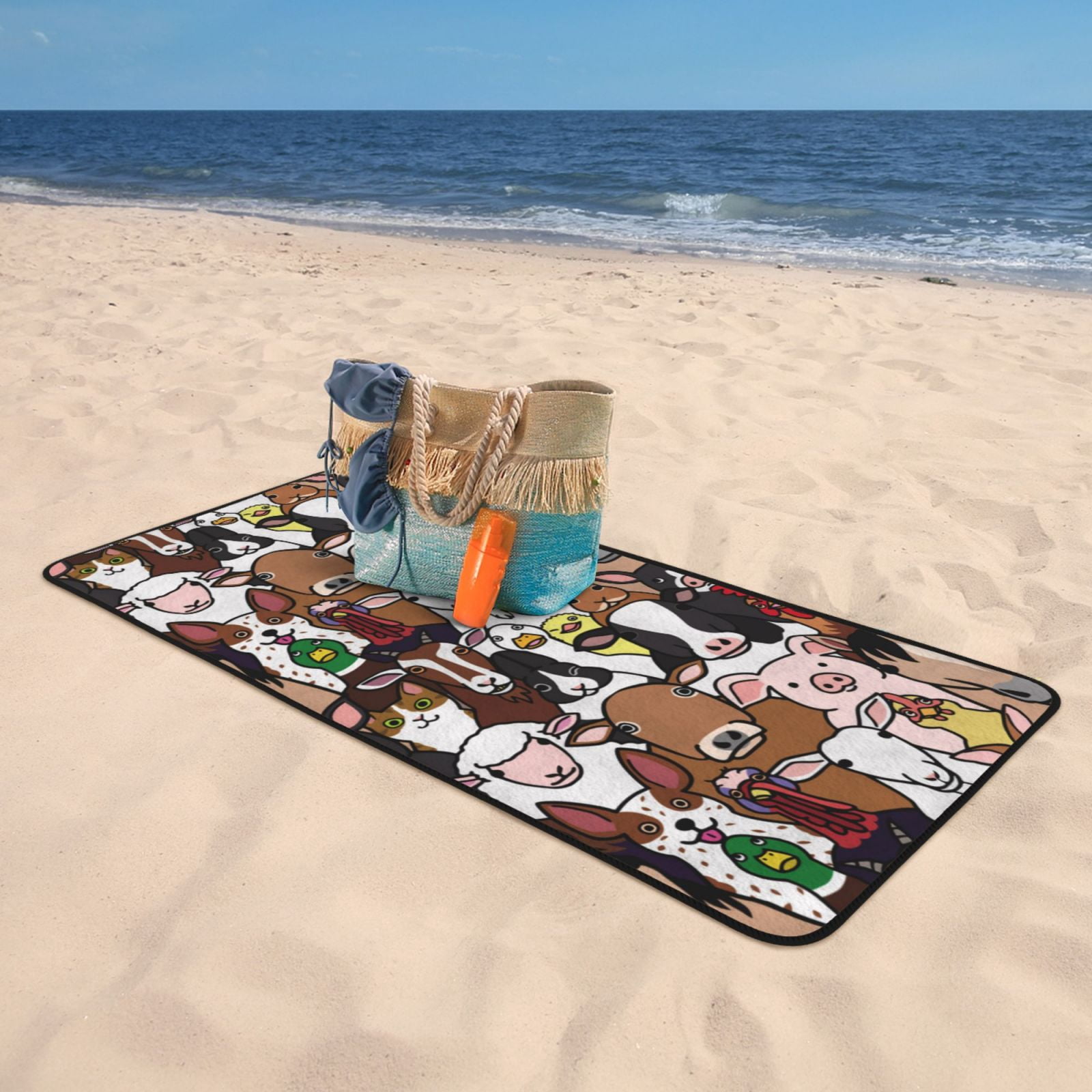 Cotton Bath Towels for Bathroom - funny farm pig cow cat face Microfiber Quick Dry Towels for Body Bath Sheets, Personalized Beach Towel, Soft Shower Towels for Travel Home Beach 27*55in