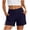 Navy women's high waisted shorts with pockets a1, variant on Cagogo Women's High Waisted Shorts with Pockets Solid Casual Active Travel Shorts Loose Fit Summer Beachwear Yoga Workout Bottoms, Khaki S