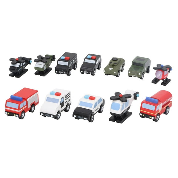 Miniature Cars Plane Toy, Simulation Car Plane Toy Policed Series Wood For Decoration