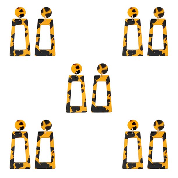Sonducket 1 par de pendientes cuadrados con estampado de leopardo, joyería exagerada colorida, accesorio de moda, regalos para mujeres, estampado de Estampado de leopardo 5piezas Sonducket CBP234326