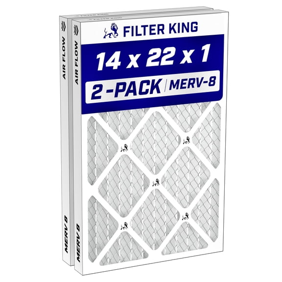 Filter King 14x22x1 Air Filter MERV 8, AC Furnace Filters (2-Pack)