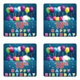 thumbnail image 1 of 18th Birthday Coaster Set of 4, Party Time with Colorful Flying Balloons on Star Like Backdrop Happiness, Square Hardboard Gloss Coasters, Standard Size, Blue and White, by Ambesonne, 1 of 2