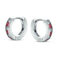 thumbnail image 2 of Bling Jewelry Womens Tiny CZ Channel Set Red Clear Huggie Mini Hoop Earrings Sterling Silver, 2 of 7