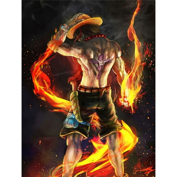 Bordado de Hilo Punto de Cruz Completo 11CT Algodón Wdftyju One Piece-Portgas D Ace Impreso