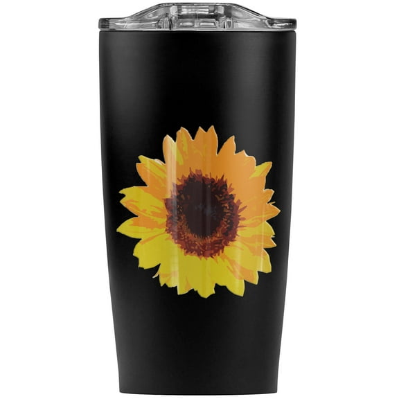 Sunflower Drawing On Blue Background Stainless Steel 20 oz Travel Tumbler, Vacuum Insulated & Double Wall with Leakproof Sliding Lid | Great for Coffee/Hot Drinks and Cold Beverages