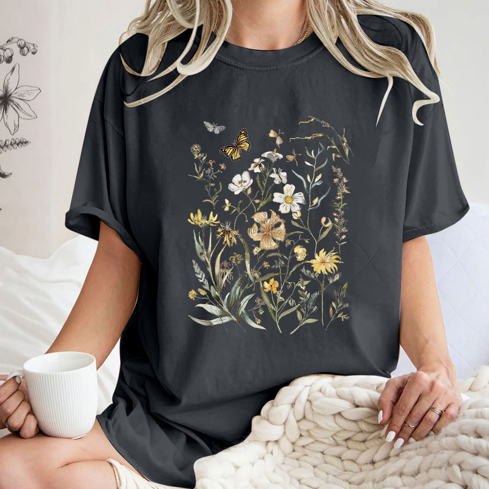 Drses Cute Spring Tshirt Oversized Floral Graphic Tees