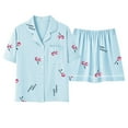 thumbnail image 4 of WCJM Women Pajama Sets Pajamas Set for Women Short Sleeve Sleepwear Button Down Pjs Soft 2 Piece Lounge Sets Pajamas Women's Summer Short Sleeved Lapel Shirt Set Shorts Plus Size Home Clothes, 4 of 9