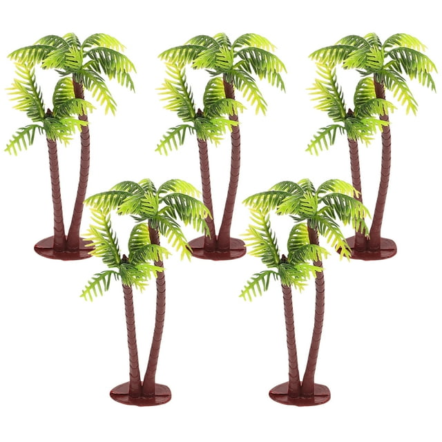Milisten 5Pcs Plastic Coconut Palm Tree Miniature Plant Pots Bonsai Craft Micro Landscape DIY Decor