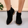 thumbnail image 5 of Tuphregyow Women's Suede Lace Up Ankle Boots with Hidden Flat Base Comfortable Flat Base Booties Black 37, 5 of 8
