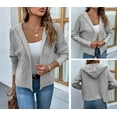 thumbnail image 5 of Lilgiuy Women Casual Soild Long Sleeve Hooded Knit Cardigan Sweater Coat Outwear，Gray,10 Winter Fashion 2022, 5 of 5