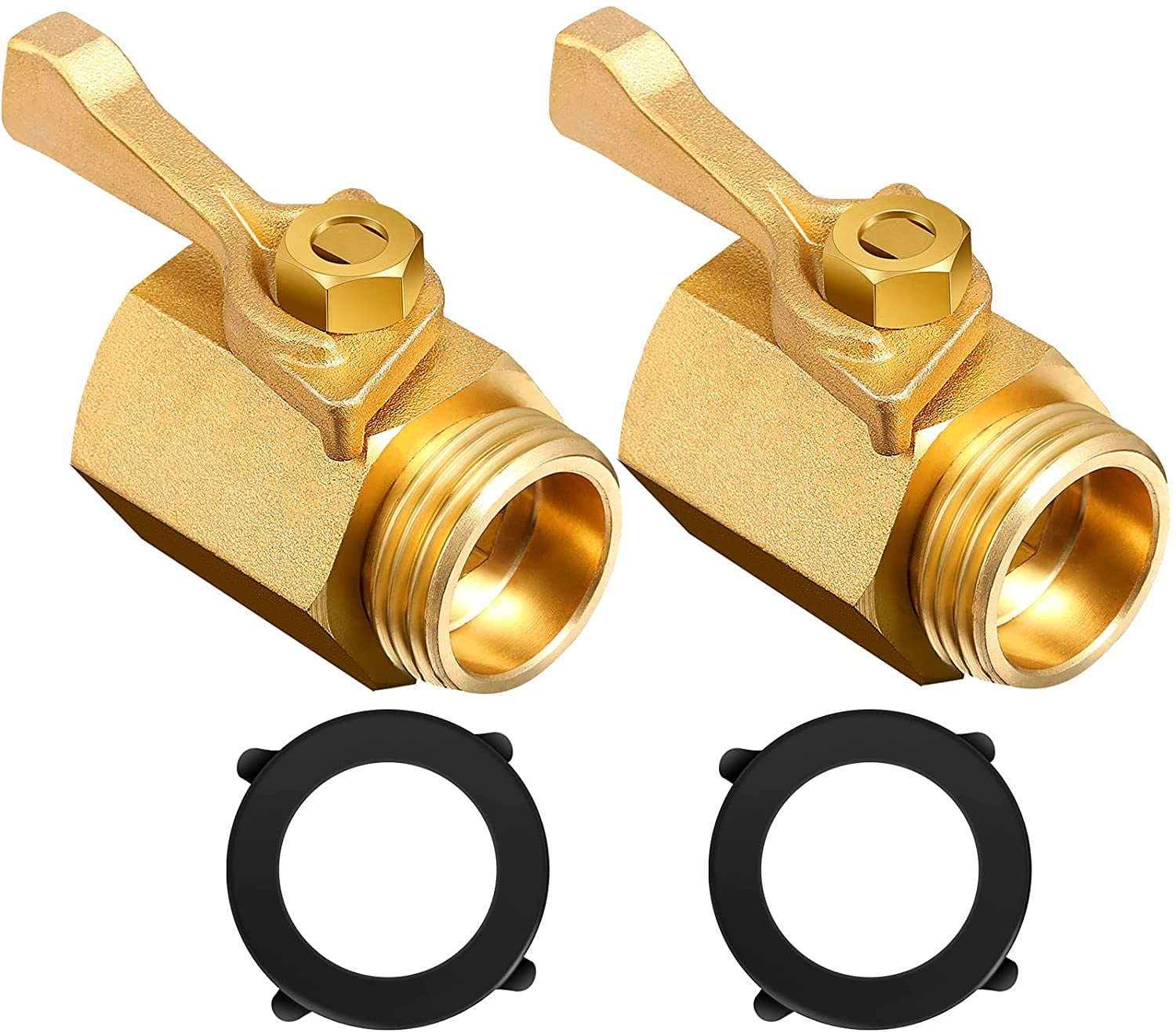 2 Pieces 3/4 Inch Brass Shut Off Valve Garden Hose Shut Off Valve Garden Hose Connector Brass