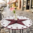 thumbnail image 3 of Red Country Star Elastic Fitted Round Table Cover Rustic Wood Grain Waterproof Outdoor Tablecloth for Holiday Party, Picnic, Patio & Dining Fits Tables Up to 45"-54", 3 of 8