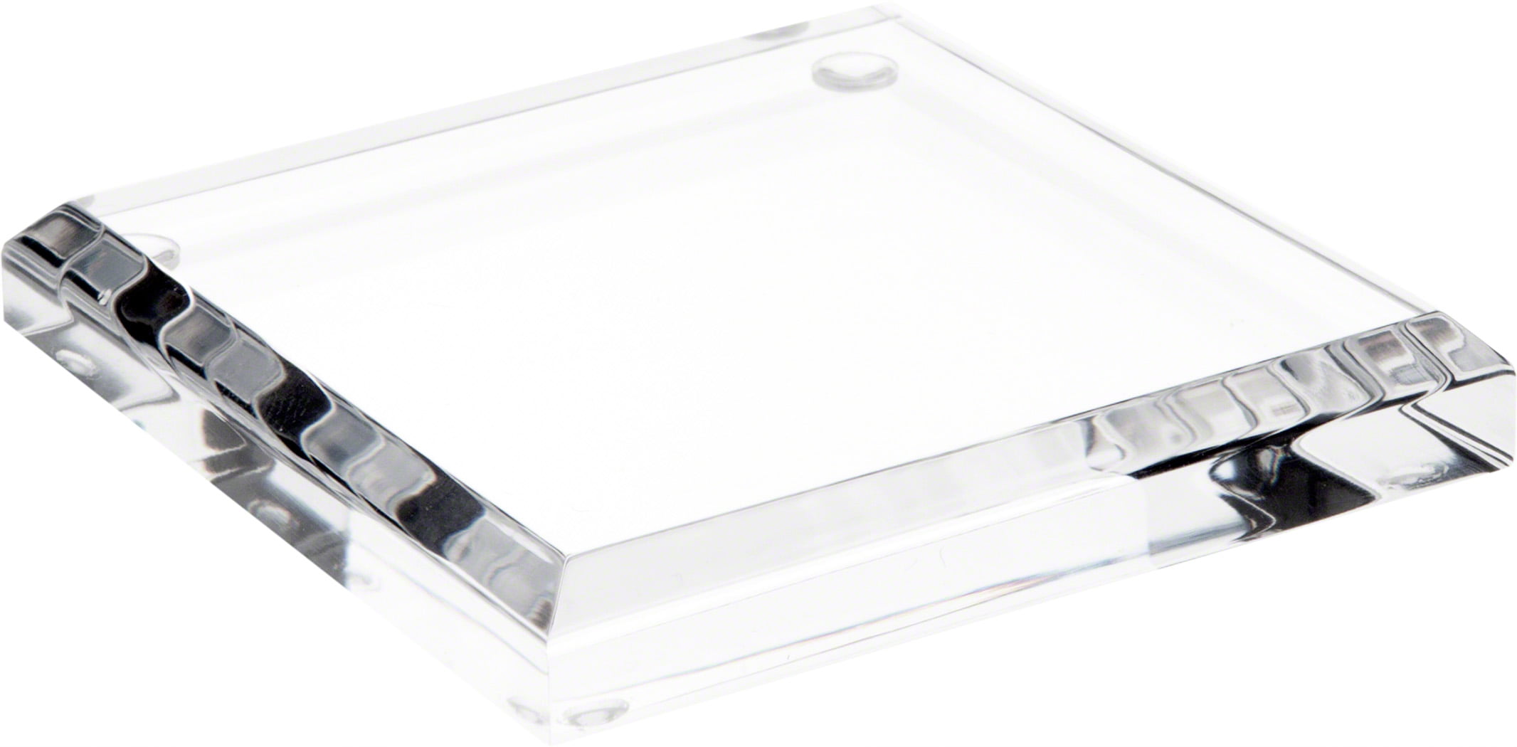 Plymor Clear Acrylic Square Beveled Display Base Pack of 2 3" W x 3" D x 0.5"H 