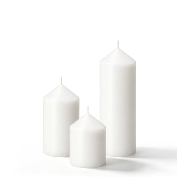 White Pillar Candles Set, 3 Pack Unscented Assorted Size Candles (2 x 3, 4, 6 in), Long Burning Dripless Smokeless Candles for Home Decor, Holidays & Emergencies
