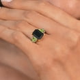 thumbnail image 4 of Gem Stone King 925 Sterling Silver and 10k Yellow Gold Black Onyx and Green Peridot 3 Stone Engagement Ring for Women (4.28 Cttw, Octagon Cut 10X8MM, Size 6), 4 of 4