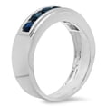 thumbnail image 2 of 1.20 Carat (ctw) 18K White Gold Round Cut Blue Sapphire Men's Channel Set Anniversary Wedding Band 1 1/4 CT, 2 of 4