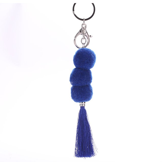 Pom Pom Keychain Handmade Bohemian Pompom Tassel Charm Handbag Charm for Women