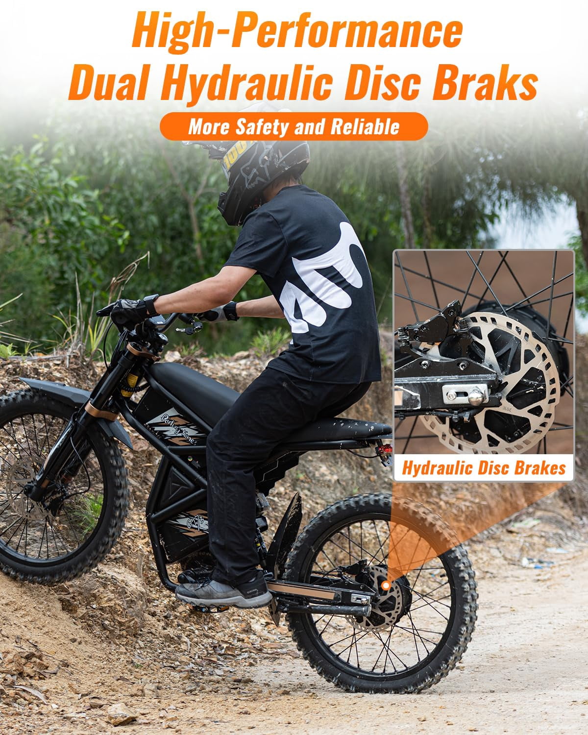Riding'Times  GT73 PRO Electric Dirt Bike for Adults, 2400W Dual Motor Mountain Electric Bike, 27" Fat Tire All Terrain for Mountains, 48V 18.2Ah Battery, 37MPH, UL2849