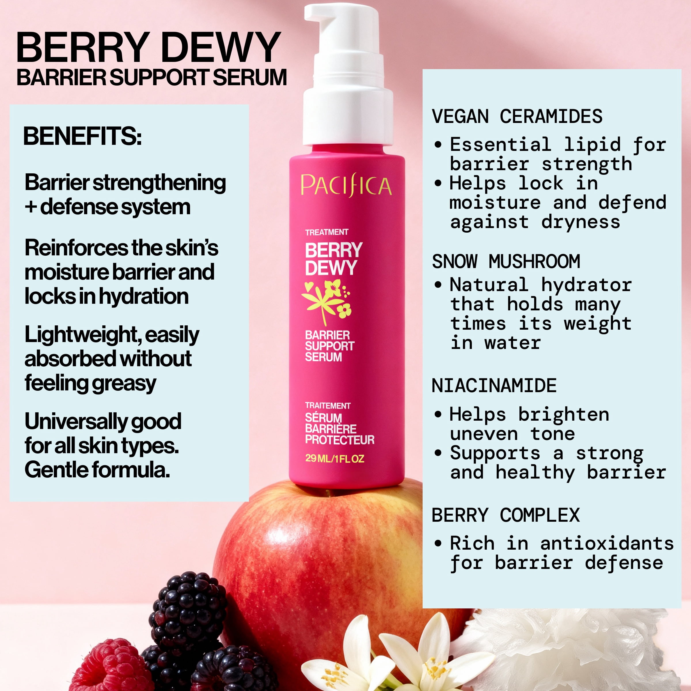 Pacifica Berry Dewy Barrier Support Serum 1 fl.oz